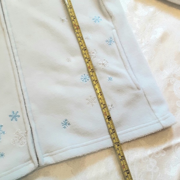 Bobbie Brooks Powder Blue Winter Snowflake Front Zip Fleece Jacket Sz M - Picture 9 of 13